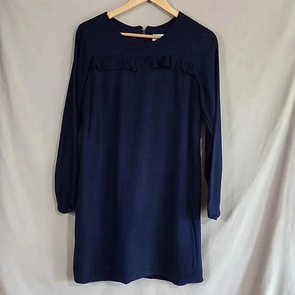 Women's Old Navy Ruffle-Trim Shift Dress, Navy Blue, Size Small, Pre-Owned - Picture 2 of 7